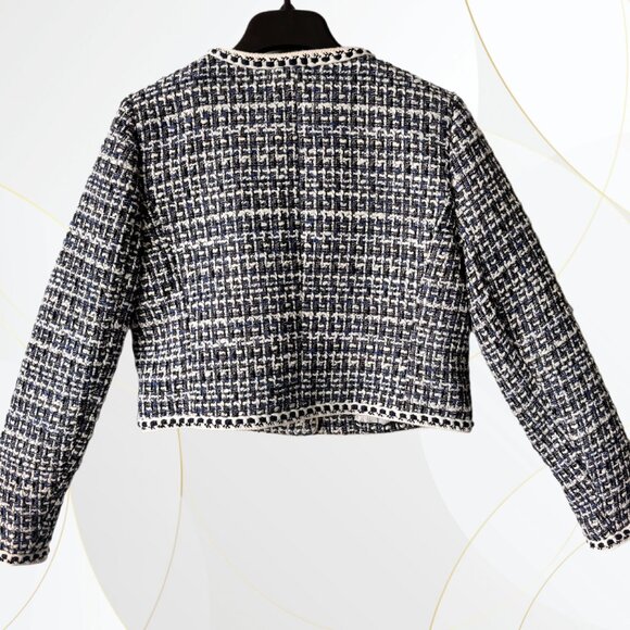 NWT Christian Lacroix Tweed Collarless Cropped Blazer - Picture 3 of 13